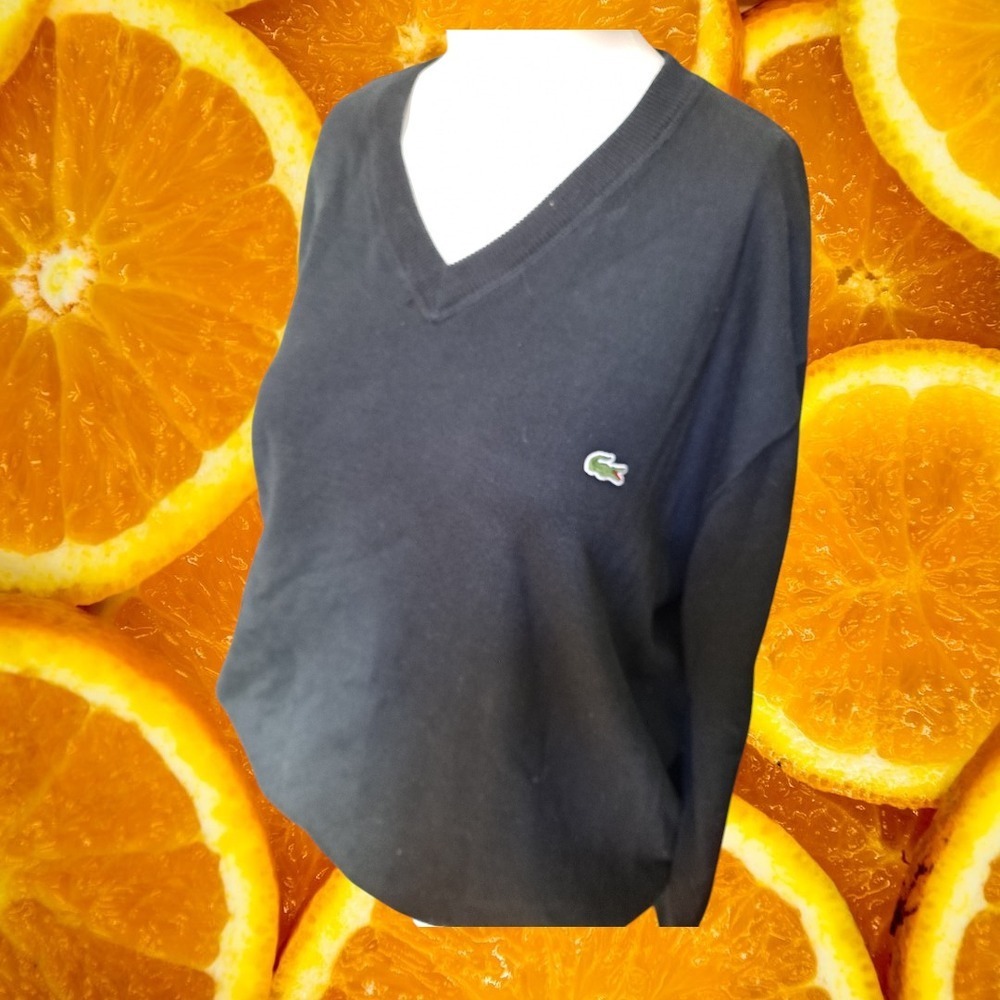 Lacoste V-Neck Sweater Classic Fit Soft Knit Pullover Casual Mens Size 7